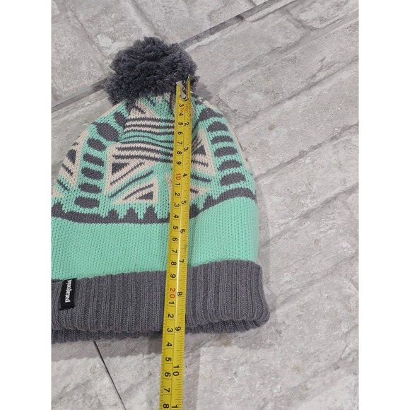 Patagonia Kids Powder Town Beanie Snow Beam Nouveau Green One Size - Picture 8 of 9